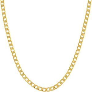 LIFETIME JEWELRY Beveled Cuban Link Curb Chain Necklace 24k Gold Plate 20" x 3mm